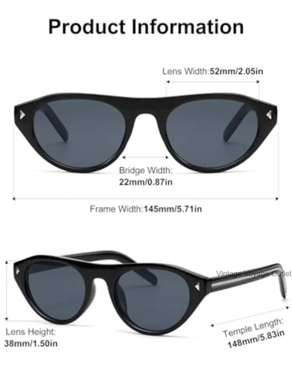 Retro Oval Cat Eye Sunglasses UV400 Protection Women Men Fashion Shades